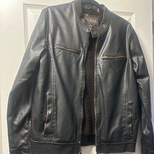 Men’s Black GUESS leather jacket size small